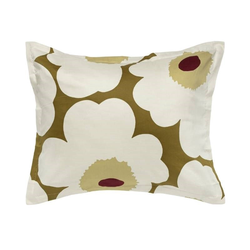 Unikko Satiini Pillowcase 50x70/75cm in green umber, cream