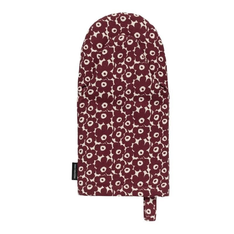 Pikkuinen Unikko Oven Mitten in linen, burgundy
