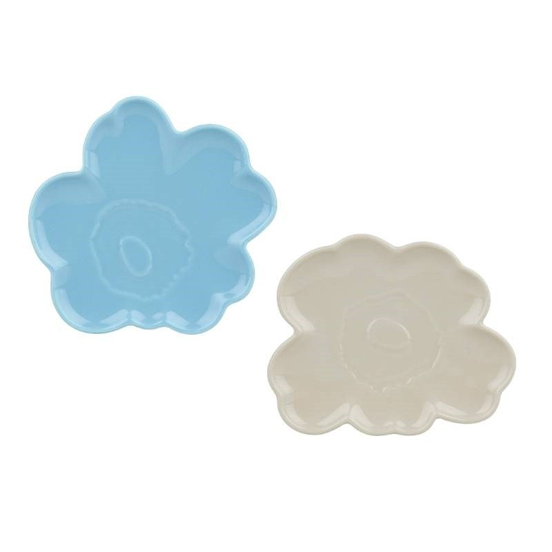 Unikko Plate 13cm 2 pcs in forget-me-not, stoneware