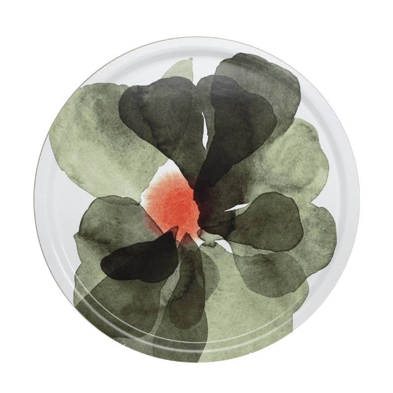 Valssi Tray 46cm in white, forest green, tomato red