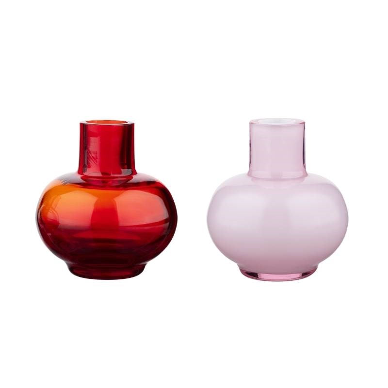 Mini Vase set 2 pcs in ruby red, pink