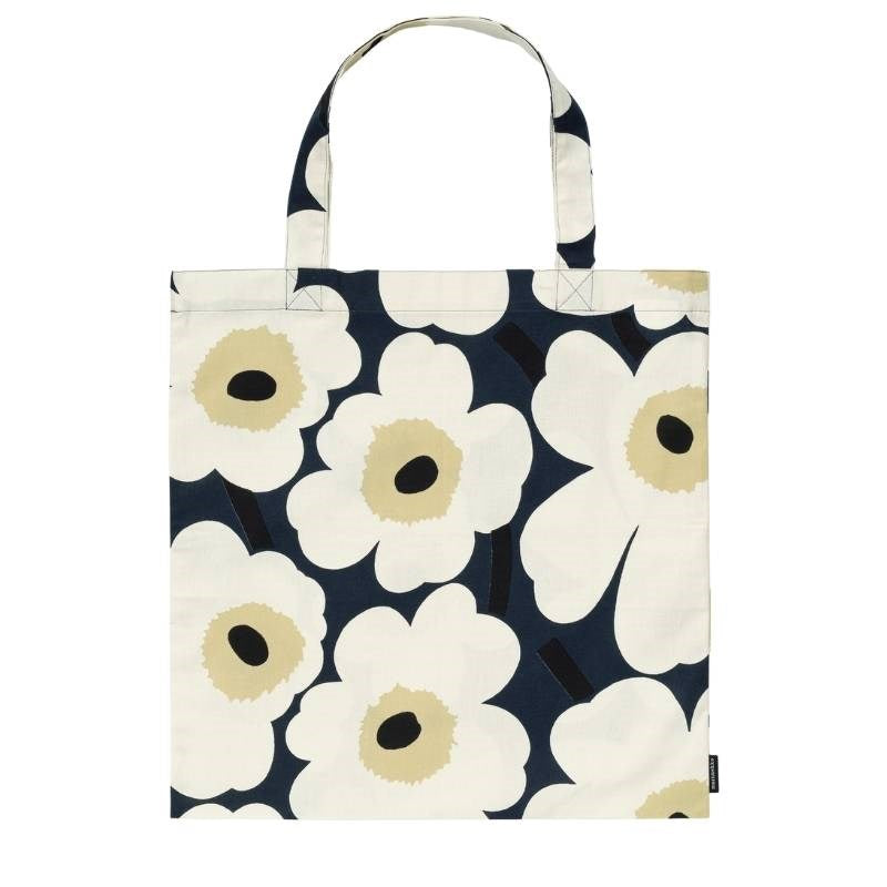 Pieni Unikko Tote Bag 44x43cm in midnight blue, cream, hay
