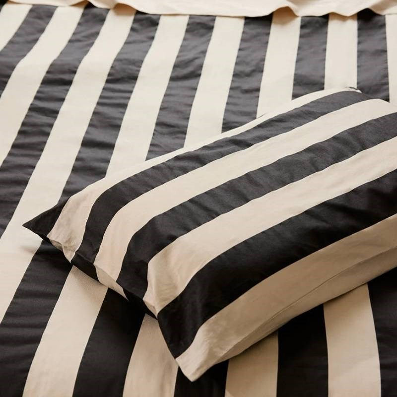 Striped Pillowcase Pair in vanilla bean stripes