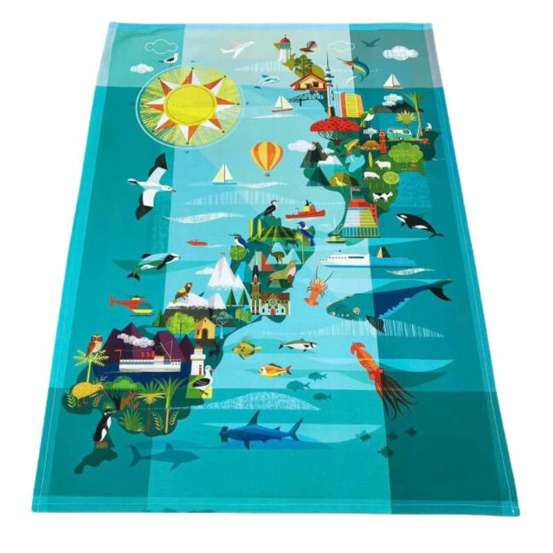 New Zealand Map Tea Towel