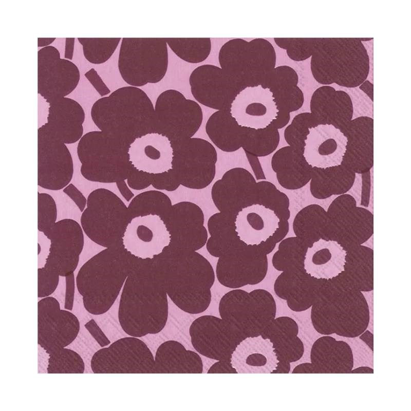 Serviettes in Mini Unikko in pink