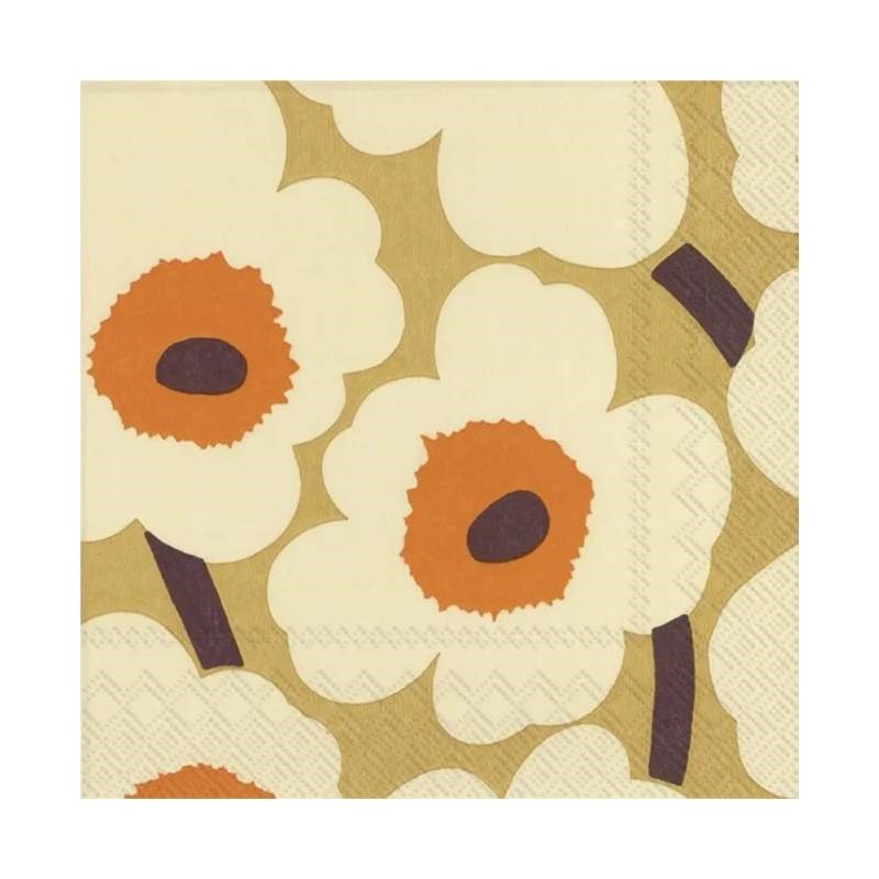 Serviettes in Unikko Orange Cream