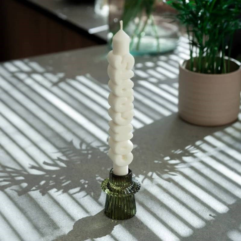 Congrats 3D Taper Candle in white