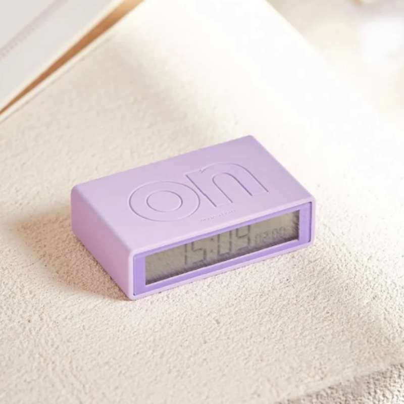 Lexon Flip Classic Alarm Clock in lilac