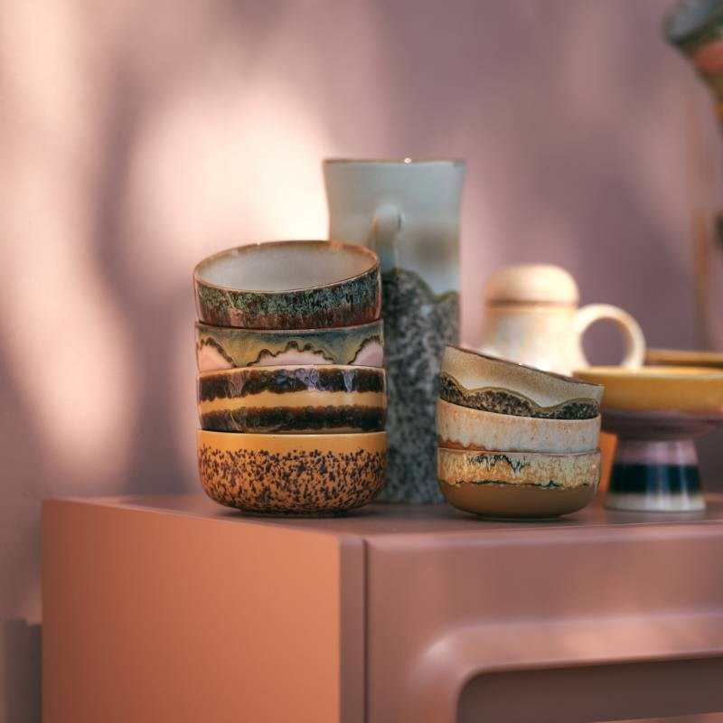 70's Ceramics Dessert Bowl, set of 4 in harbour