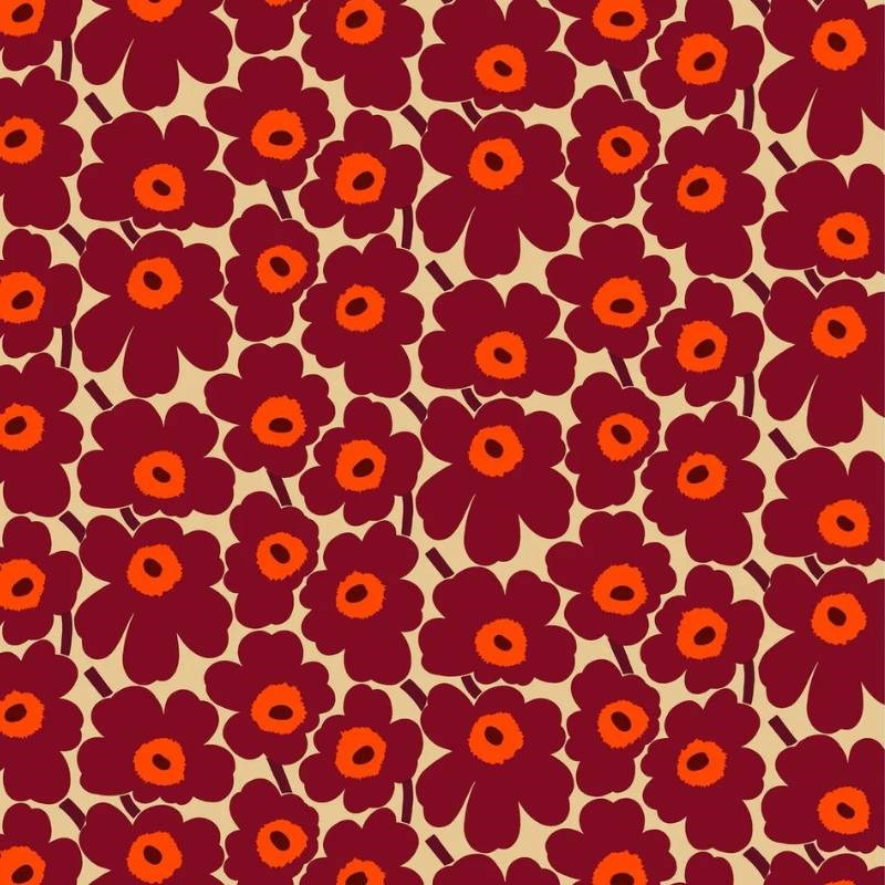 Pieni Unikko 2 Organic Fabric in burgundy, red