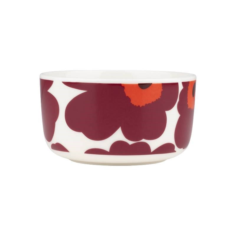 Oiva Unikko Bowl 500ml in white, burgundy, red