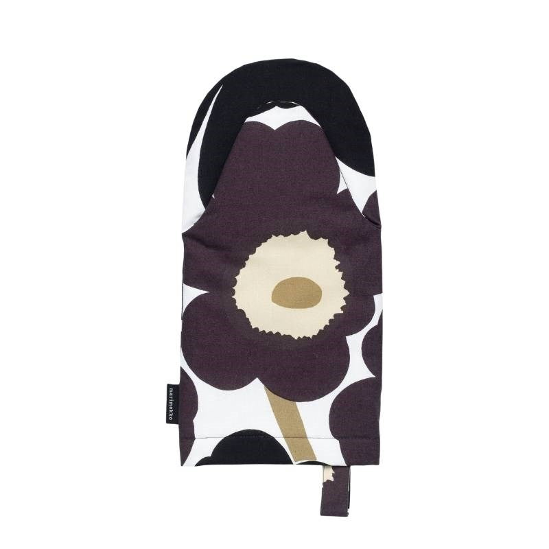 Pieni Unikko Oven mitten in white, dark grey, beige