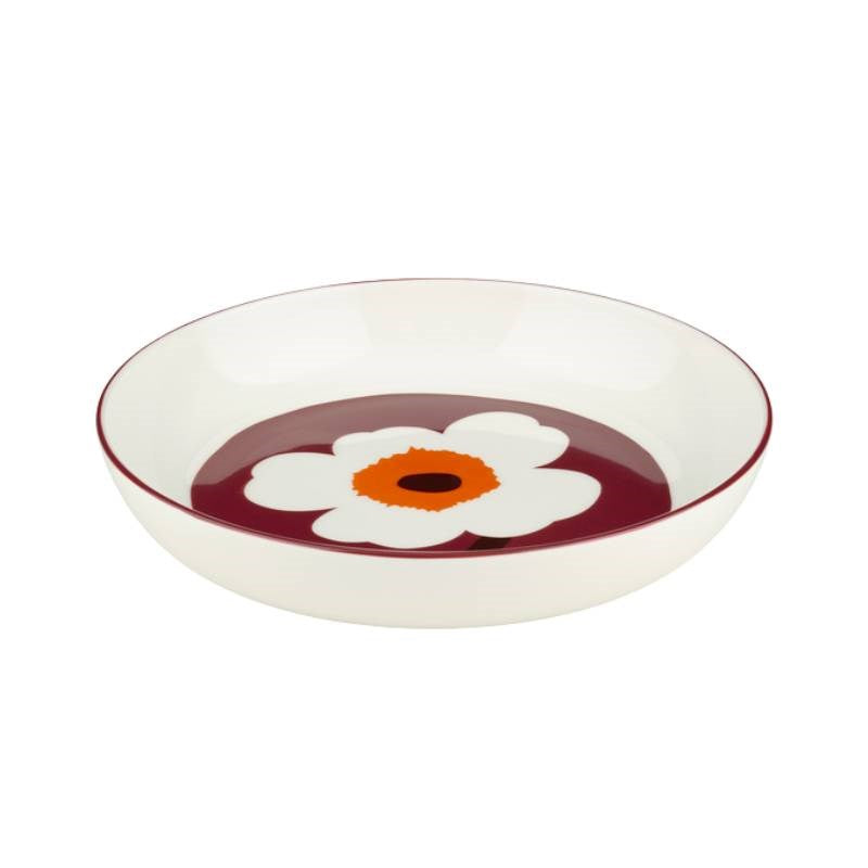 Oiva Unikko Plate 20.5cm in white, burgundy, red