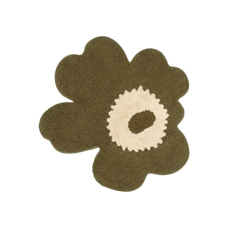 Unikko Bath Mat 73x74cm in green umber, cream