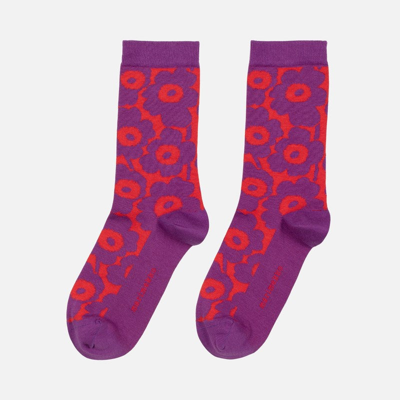 Linjaus Unikko Socks in violet, red