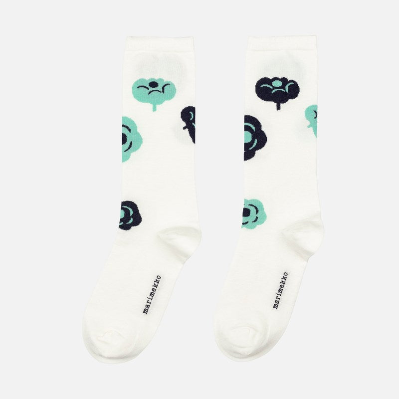 Sissi Tumma Socks in off white, dark green, mint
