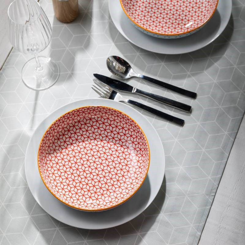 Pasta Bowl 21cm in geometric blue