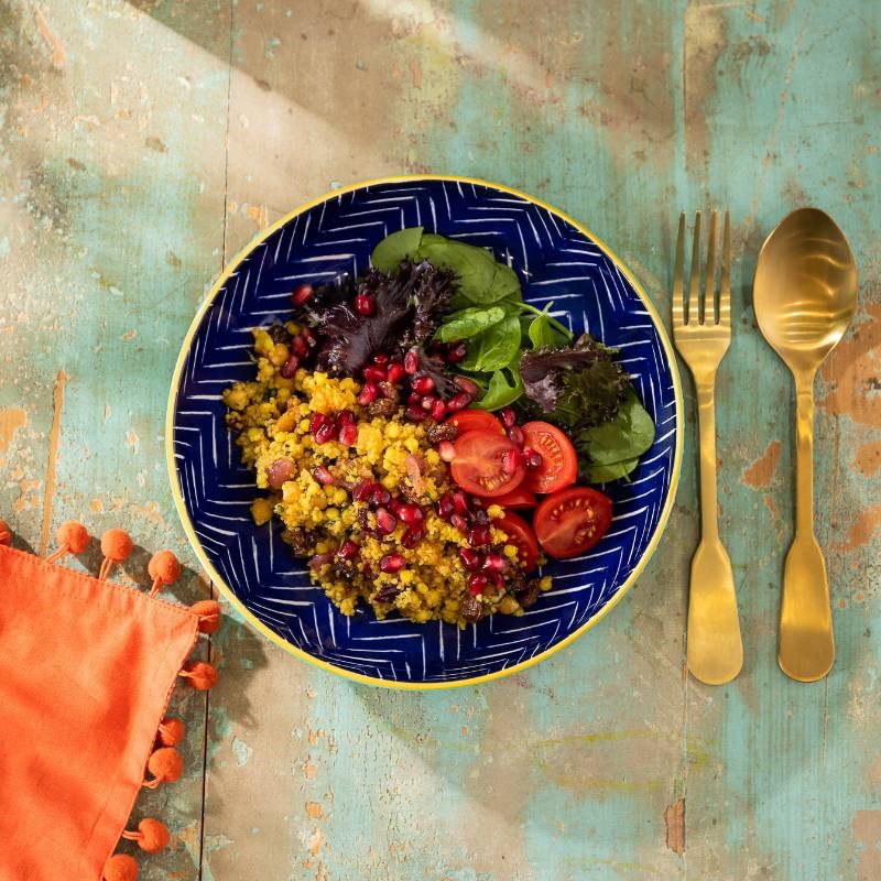 Pasta Bowl 21cm in indigo chevron