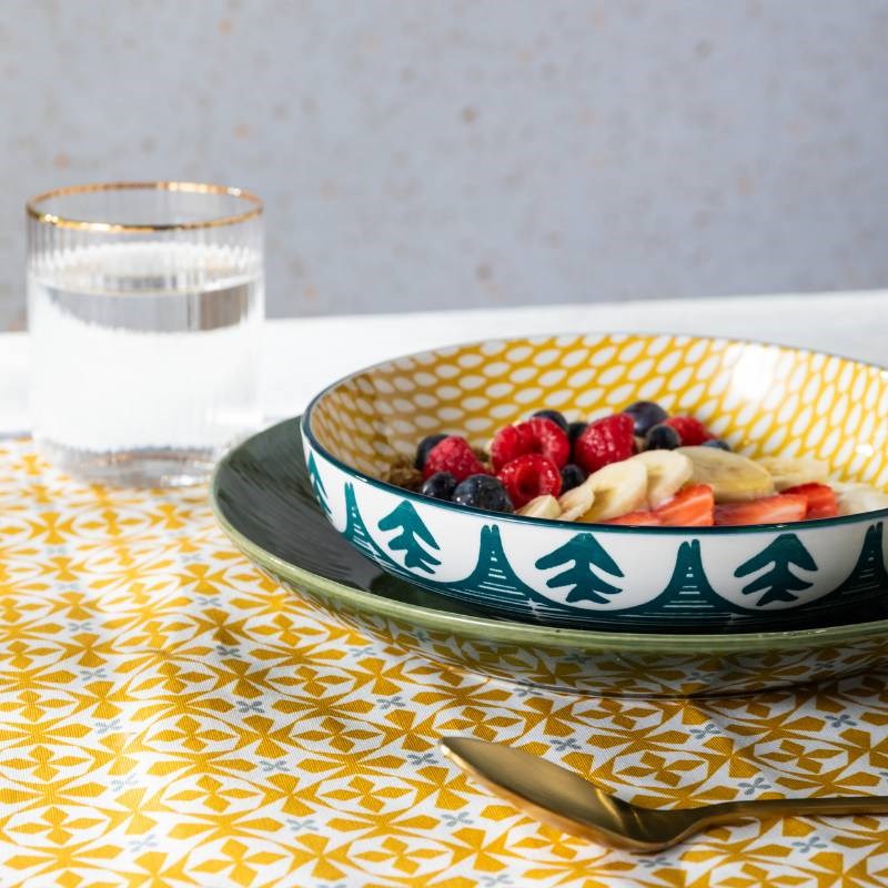 Pasta Bowl 21cm in green leafy