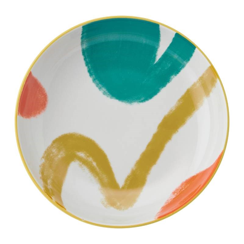 Pasta Bowl 21cm in yellow abstract