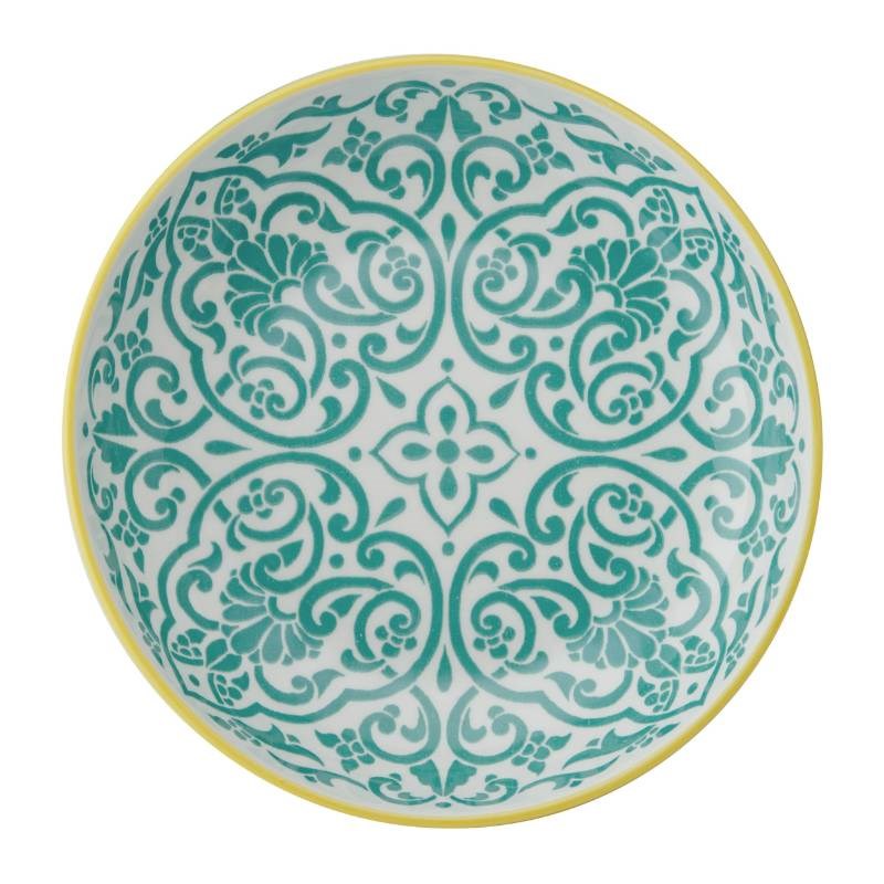 Pasta Bowl 21cm in yellow and blue geometric