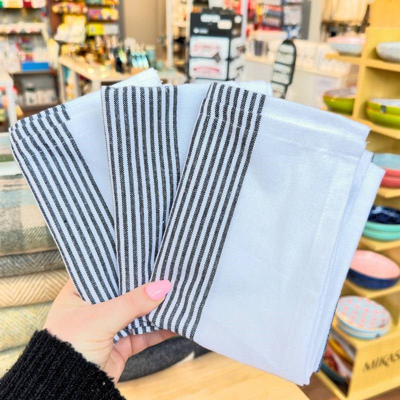 Black and White Pinstripe Tea Towel