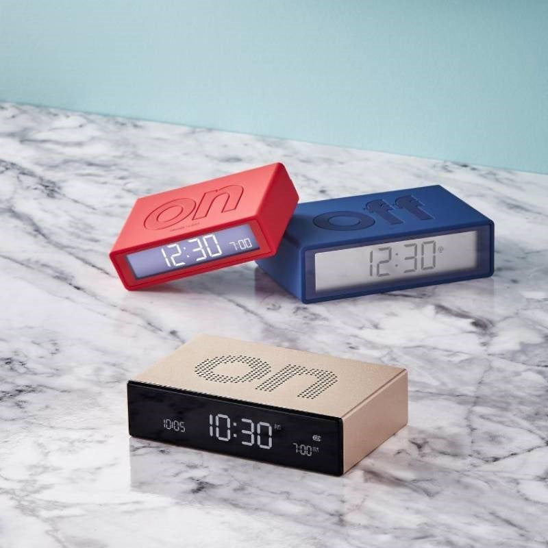 Lexon Flip Classic Alarm Clock in red