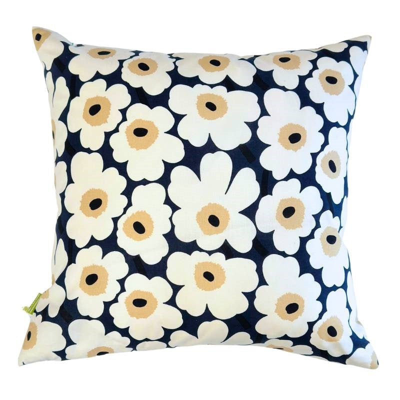 Mini Unikko Cushion Cover 50cm in midnight blue, cream, hay