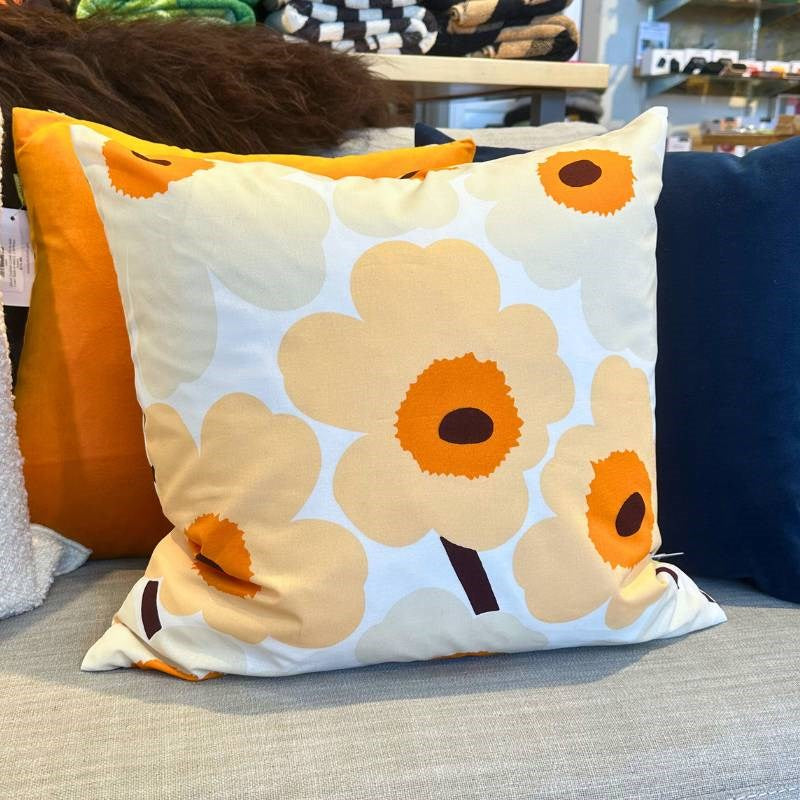 Pieni Unikko 2 Cushion Cover 50cm in offwhite, yellow, beige