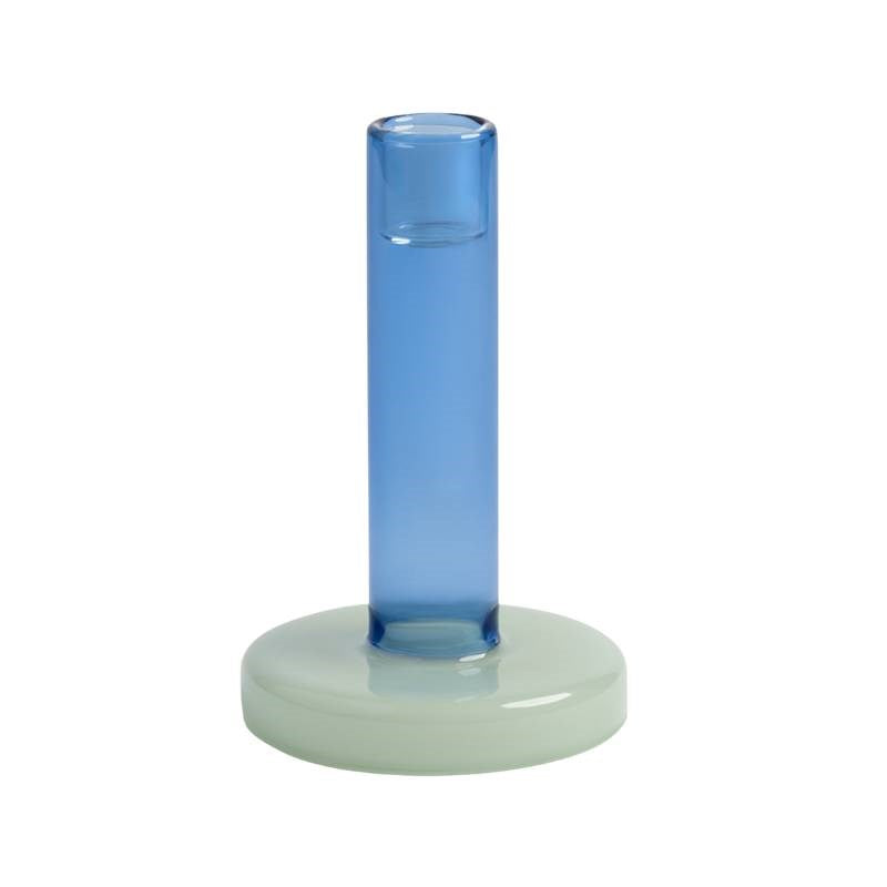 Bole Candle Holder, small, in blue/aqua
