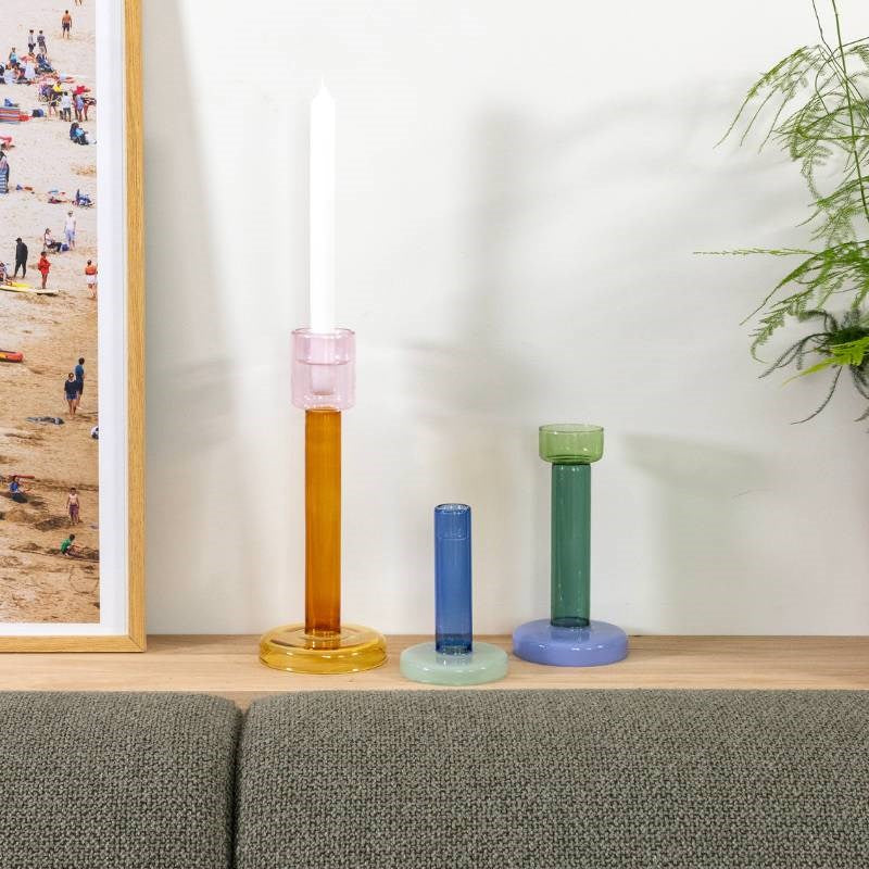 Bole Candle Holder, large, in amber/yellow