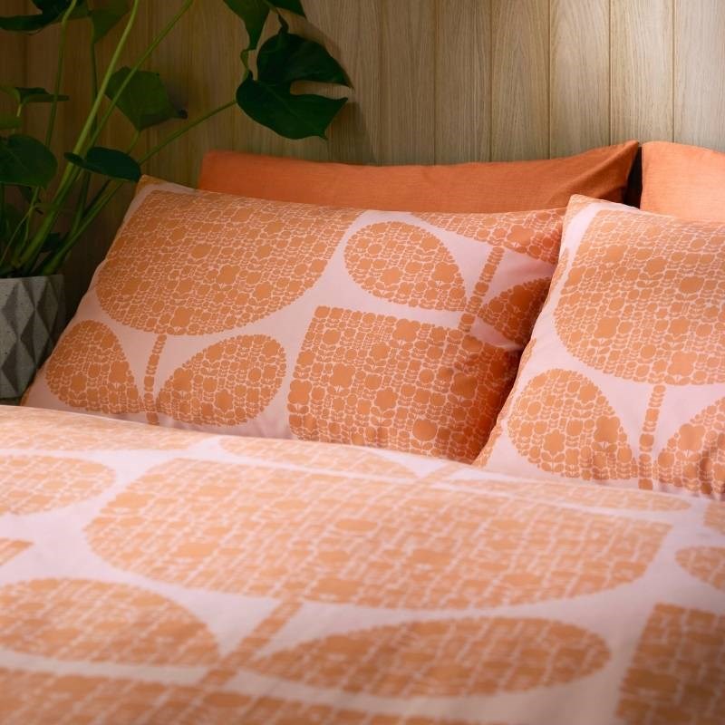 Block Garden Pillowcase Pair in orange sorbet