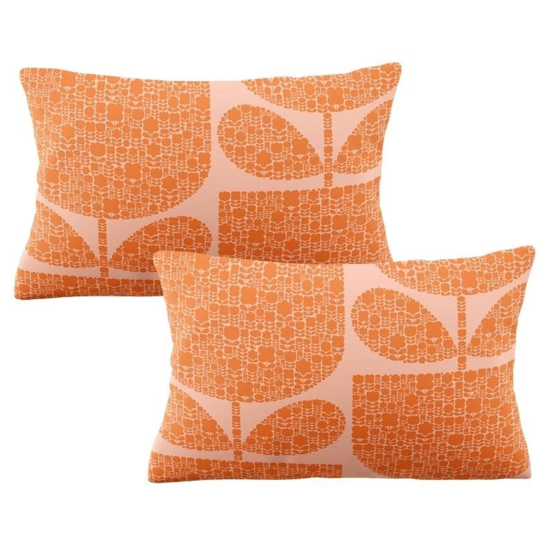 Block Garden Pillowcase Pair in orange sorbet