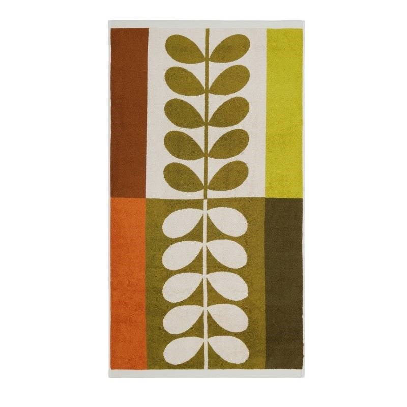 Stem Check Bath Towel in hazel, ochre