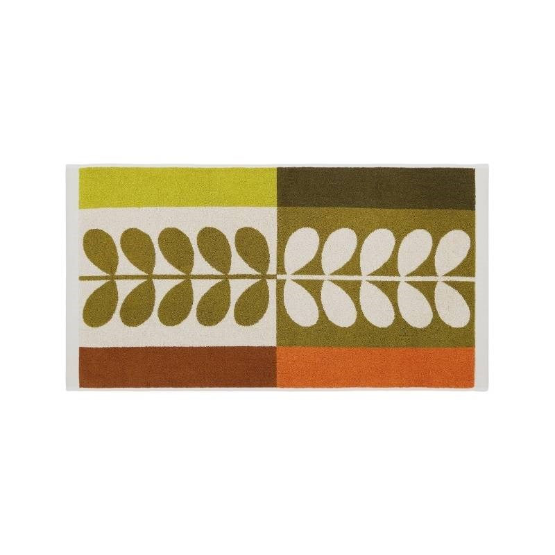 Stem Check Bath Mat in hazel, ochre