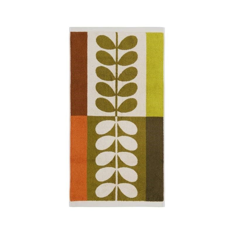 Stem Check Hand Towel in hazel, ochre