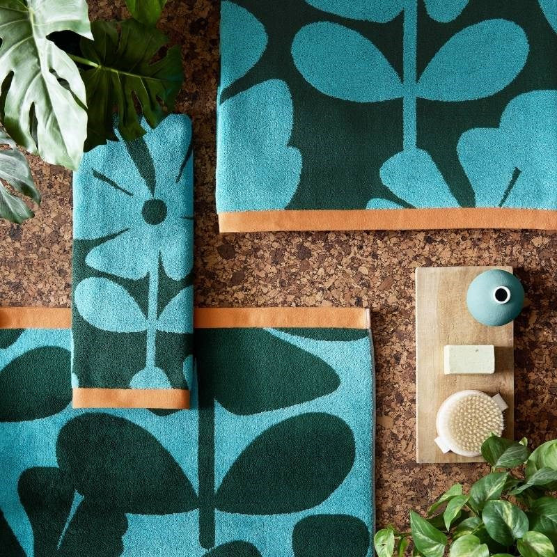 Wildflower Hand Towel in blue lagoon