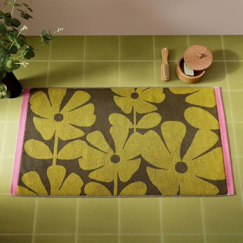 Wildflower Bath Mat in yellow, ochre