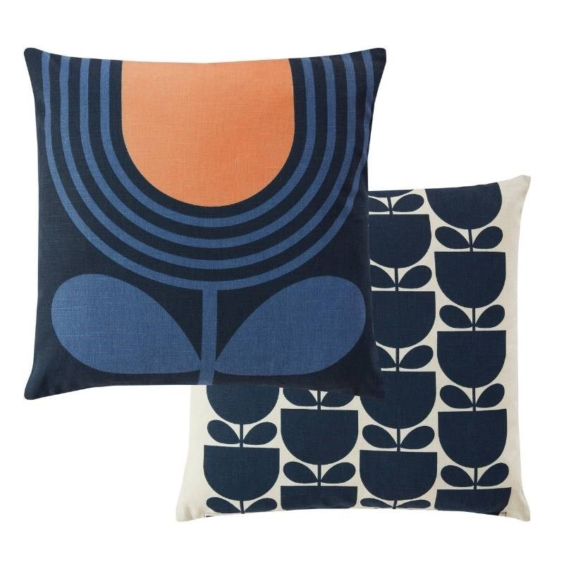 Striped Tulip Cushion Cover 45cm in indigo