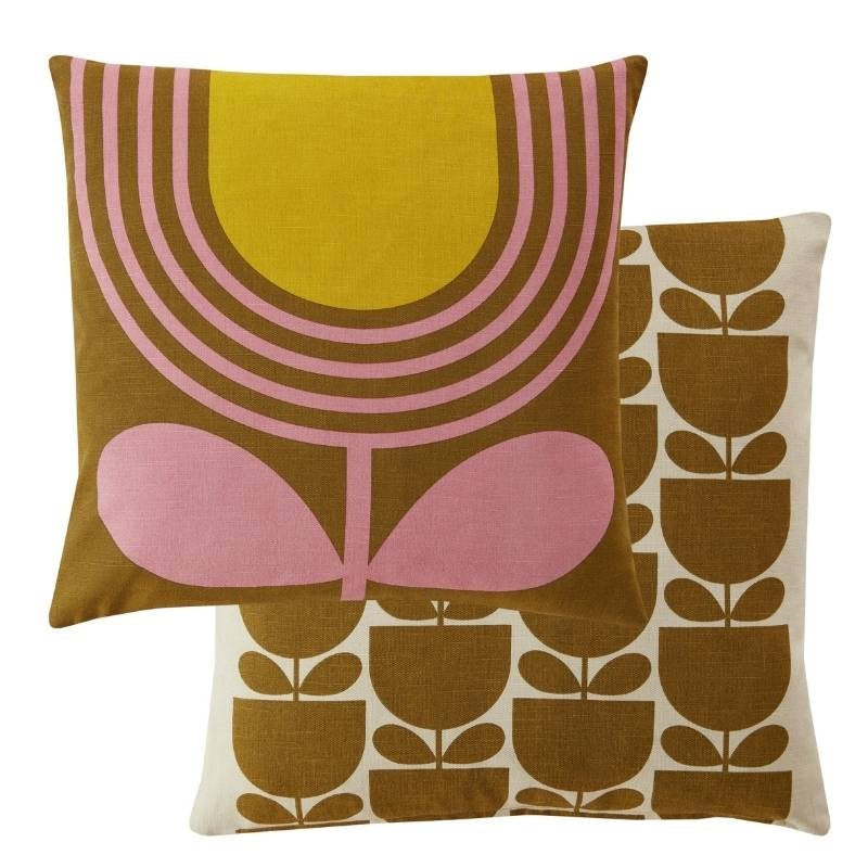 Striped Tulip Cushion Cover 45cm in pink, ochre