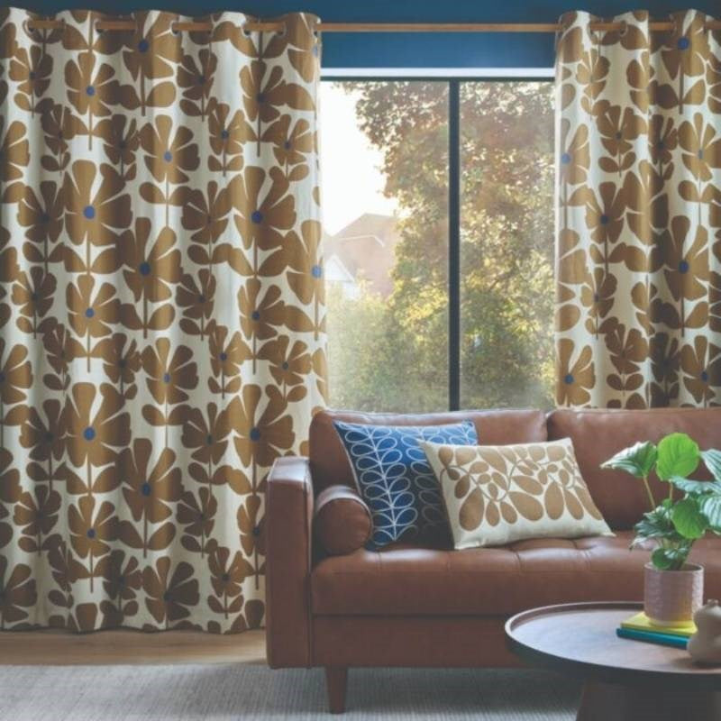 Wildflower Eyelet Curtains in coffee