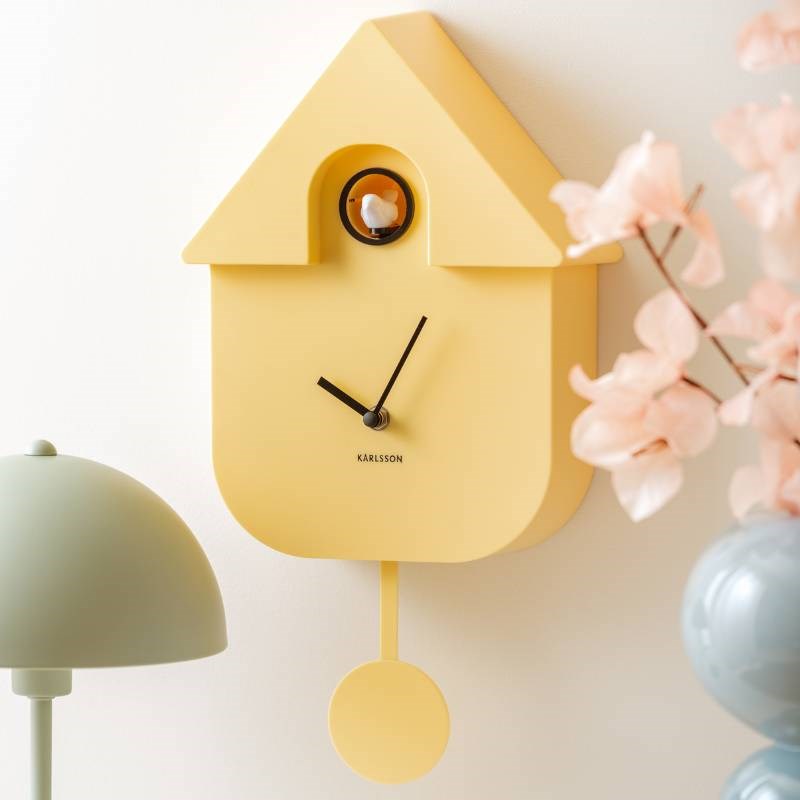Modern Cuckoo Clock - soft yellow