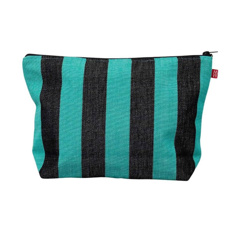 Carla Toilet Bag, medium, in black and turquoise