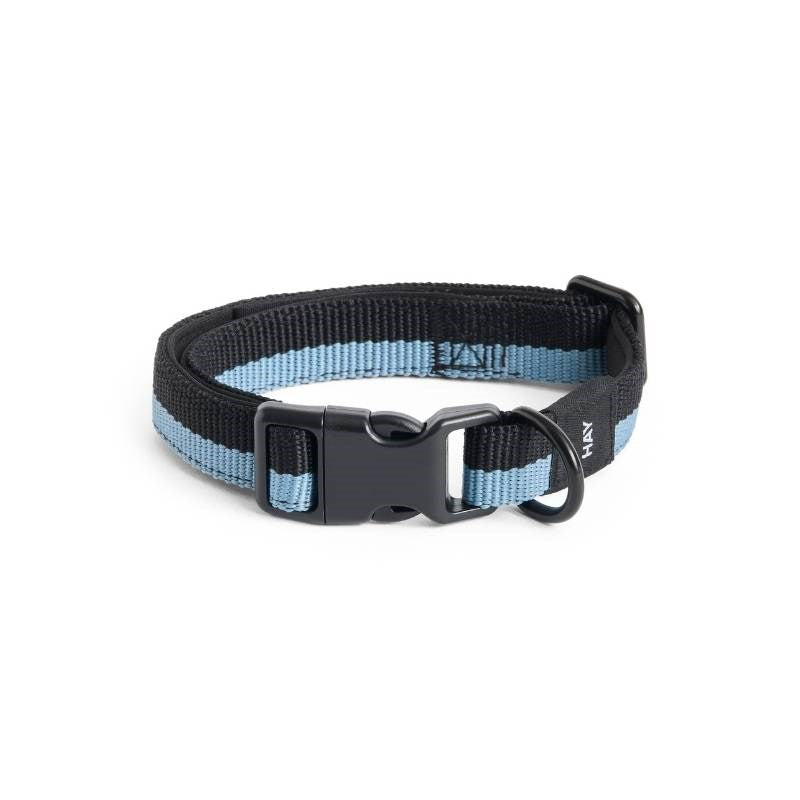 Flat Dog Collar, size S/M, in blue and black