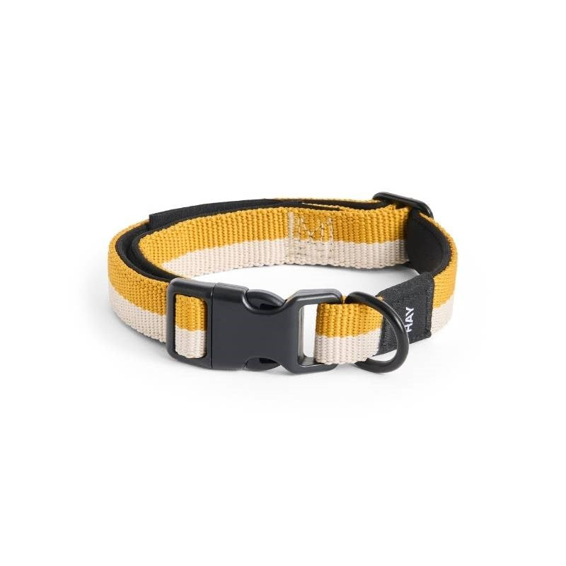 Flat Dog Collar, size S/M, in off-white and ochre