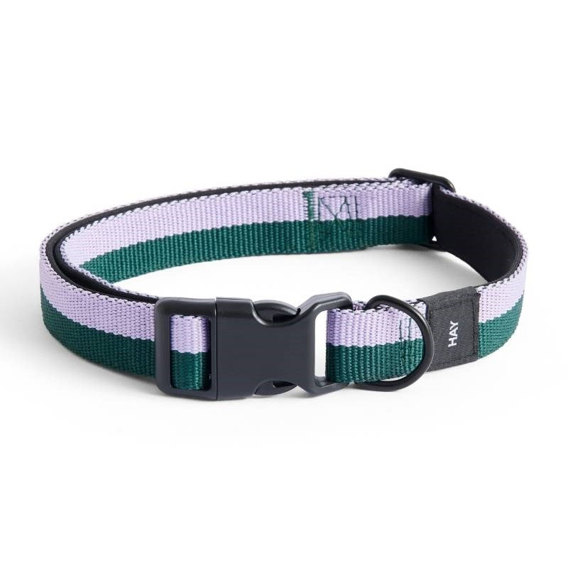 Flat Dog Collar, size M/L, in lavender and green