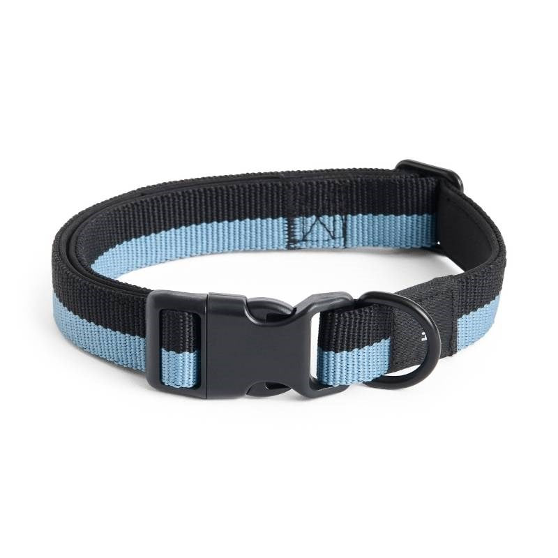 Flat Dog Collar, size M/L, in blue and black