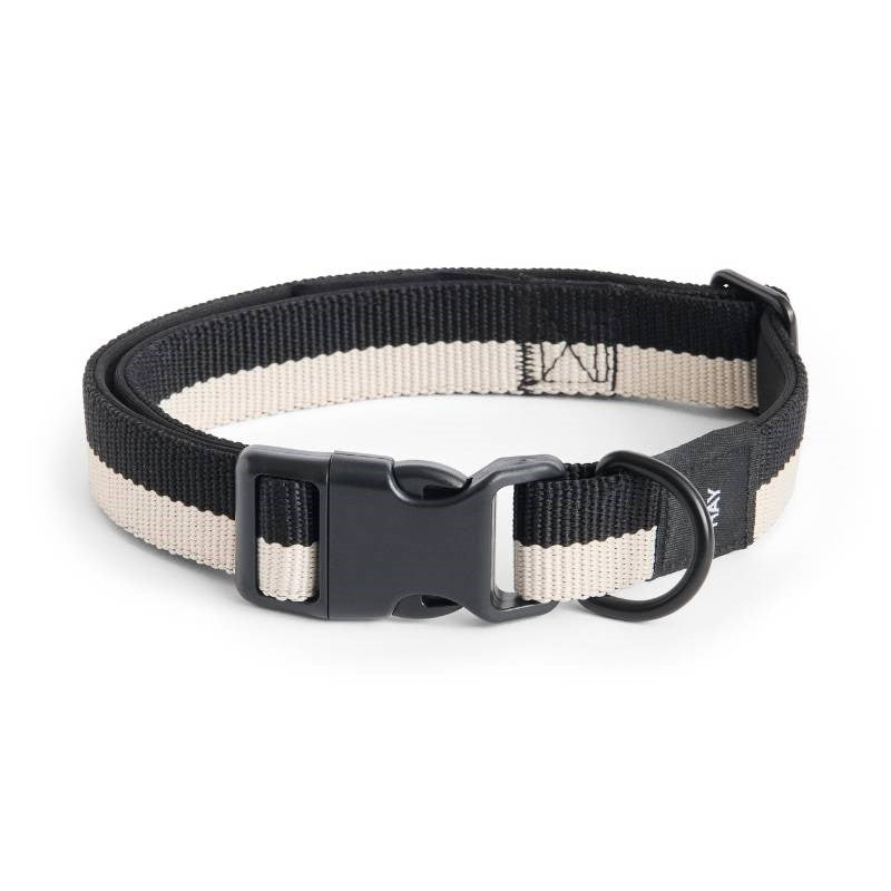 Flat Dog Collar, size M/L, in black and white