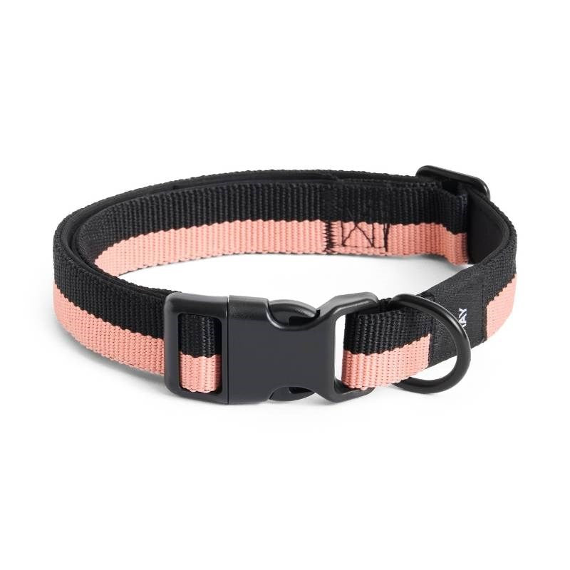 Flat Dog Collar, size M/L, in pink and black