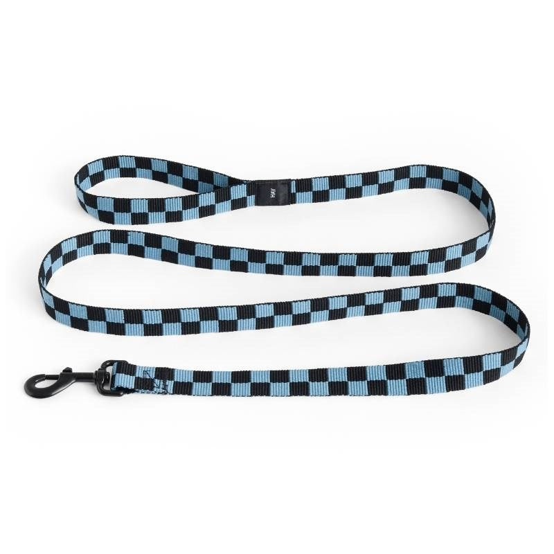 Flat Dog Leash in blue and black check